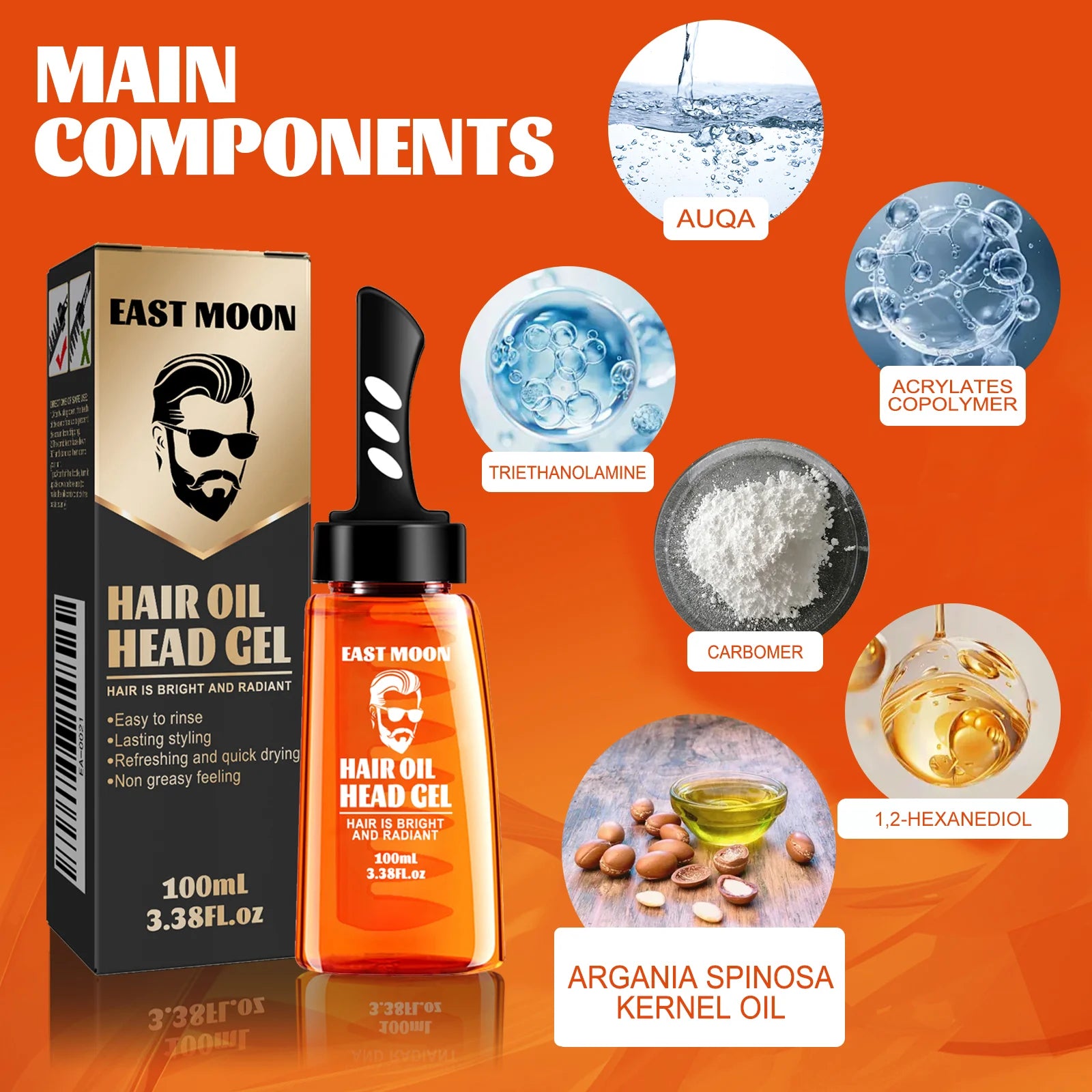 Men'S Wax Hair Comb 2 In 1 Moisturizing Styling Liquid Oil No-Greasy Gentle Long-Lasting Fluffy Remove Dandruff Gel With Comb