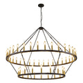 60'' Extra Large Wagon Wheel Chandelier 2 Tier 54-Light Farmhouse Pendant Light Fixture Round  Hanging Lighting for High Ceiling