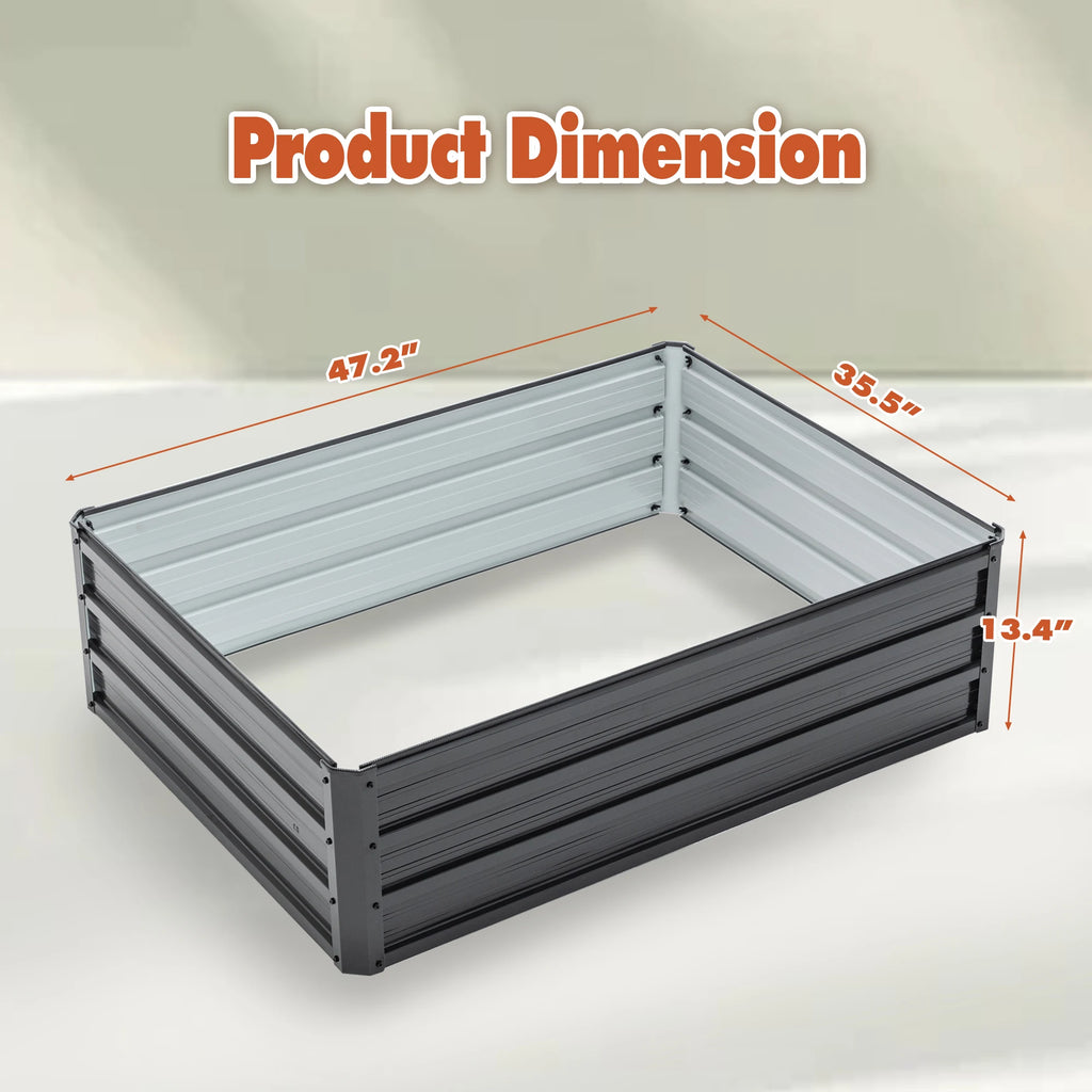 4x3x1ft Black Metal Raised Garden Bed – Galvanized Planter Box for Veggies, Flowers, Herbs