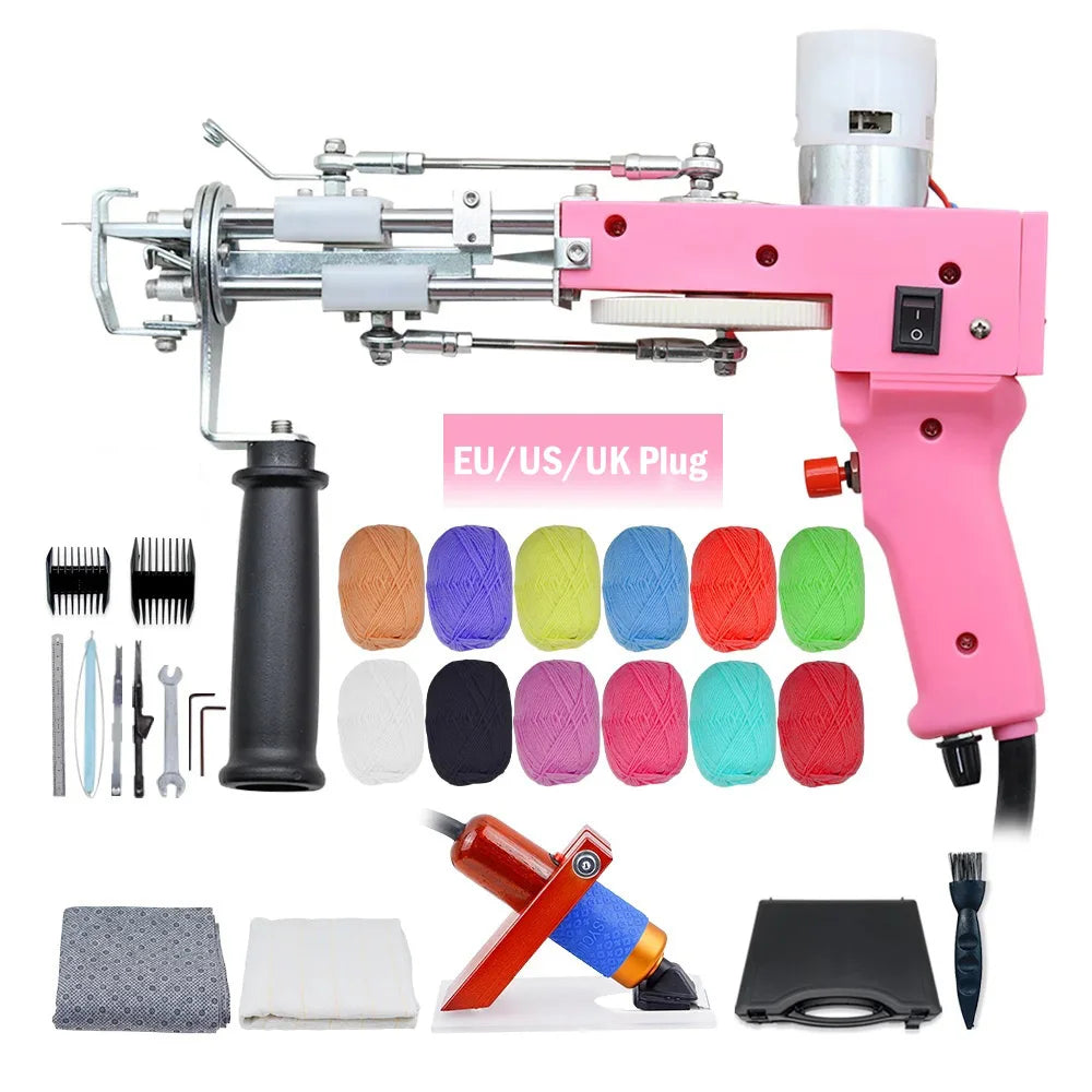 2 in 1 Tufting Gun Set Electric Touffing Pistol,7 – 21mm Tufting Pisto, with Wool Yarn and Tufting Canvas,Trimmer for Beginners