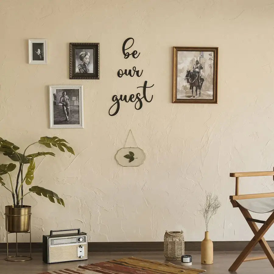 3pc Classic Style Metal Wall Art  Be Our Guest - Modern Chic Decor for Living Room, Bar, and Home Accent Wall Decoration
