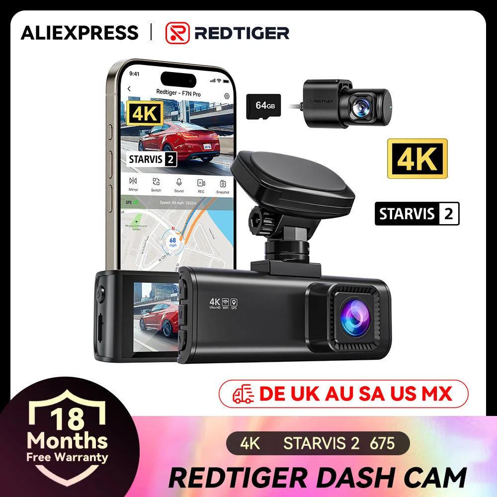 REDTIGER F7N PRO Dash Camera 4K Video Recorder  Built In WiFi GPS FOV 170 Dash Cam With STARVIS 2 SENSOR Night Vision