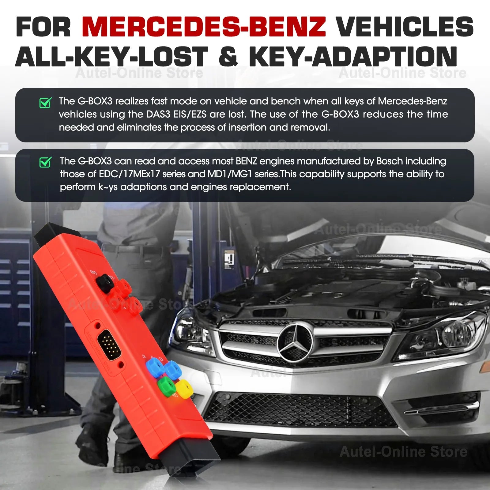Autel GBOX3 Key Programming Tool G-BOX For Mercedes-Benz BMW Toyota 4A All Key Lost Work Key Programmer With KM100/ IM508/ IM608