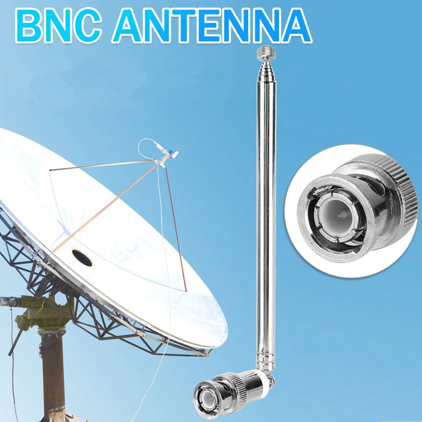 2Pcs BNC Antennas 25MHz - 1300MHz 7-Section Telescopic Antenna BNC Male Connector Antenna 740mm For Radio Scanner/VHF/UHF/AM/FM