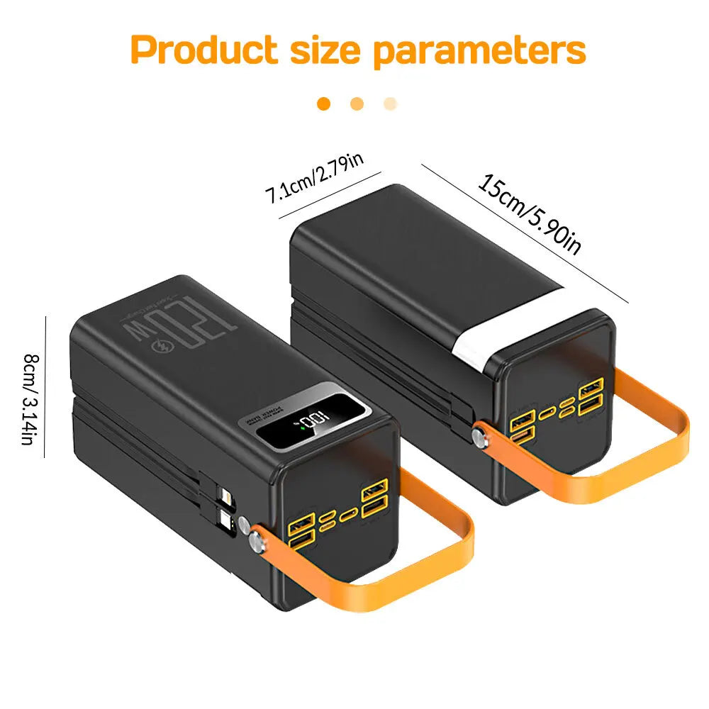 Portable Power Bank 120W 50000mAH Super Fast Charger Large Capacity External Battery Supports simultaneous charging of 7 devices