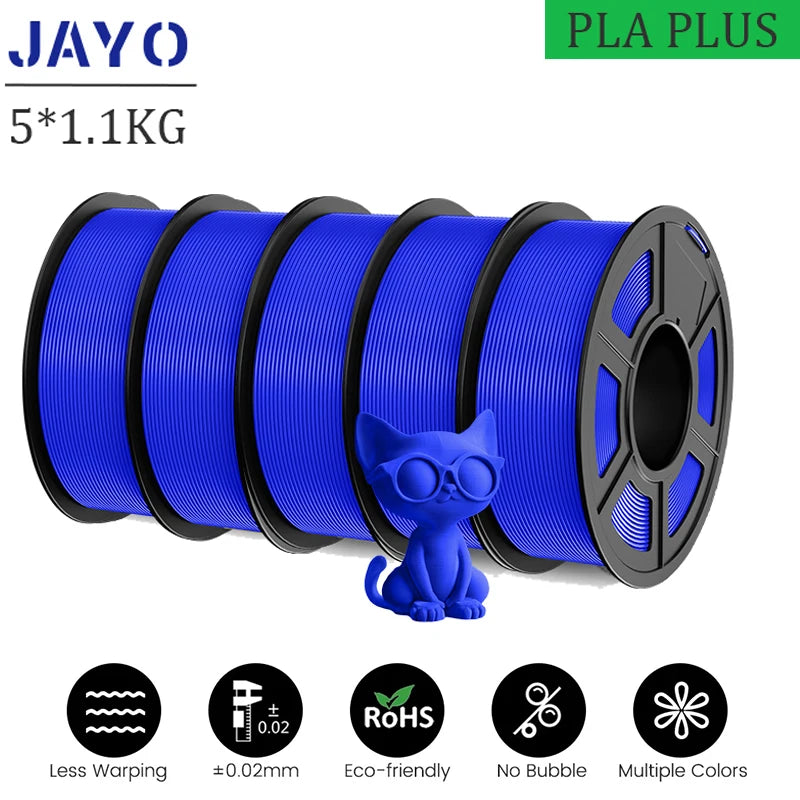JAYO pla plus Filament 5KG 3D printer filament PLA+ 1.75MM 5Rolls multiple colors optional Neatly Wound for 3D Printer