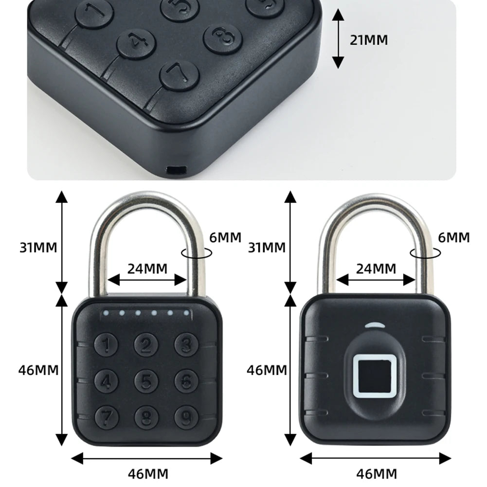 Anti Theft Padlock Keyless with Tuya APP Fingerprint Padlock Waterproof Battery-powered for Home Dormitory Factory Workshops