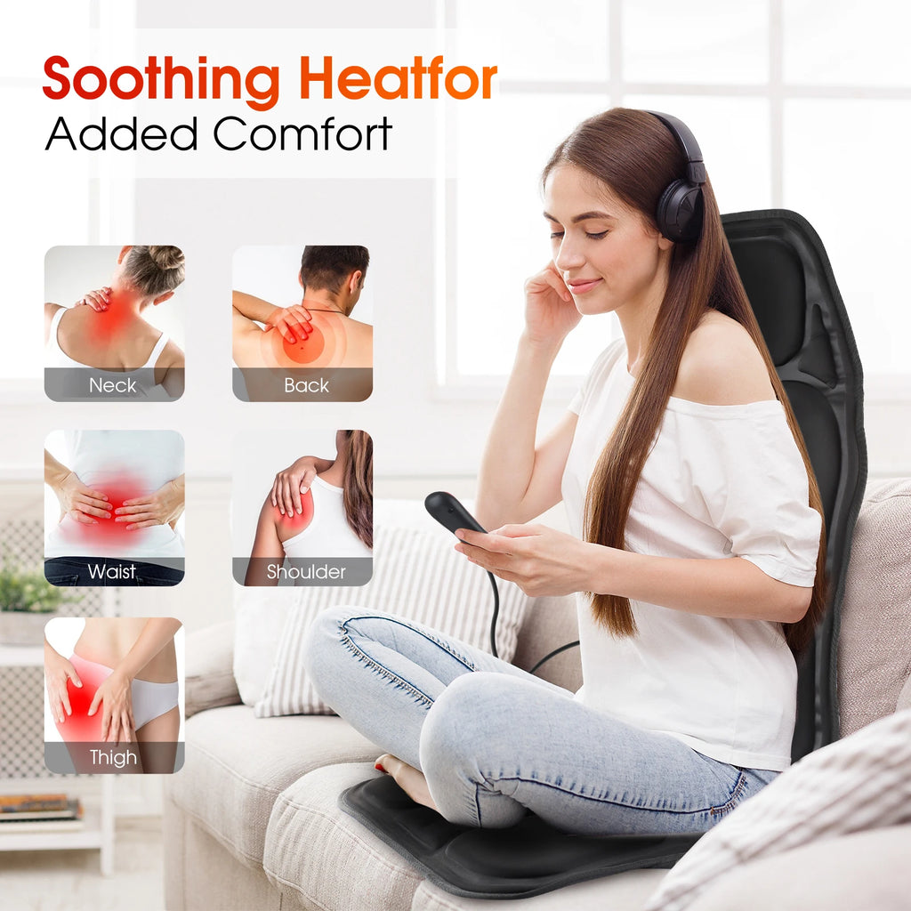 Electric Heating Vibrating Massage Pad Muscle Relax Cussion Seat Lumbar Back Shoulder Massager Mattress for Car Office Home