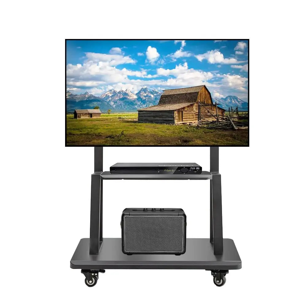 Rolling TV Cart, Height Adjustable Floor TV Stand for 32-70 Inch Screens up to 176.37 lbs, Mobile TV Stand with Rolling Casters