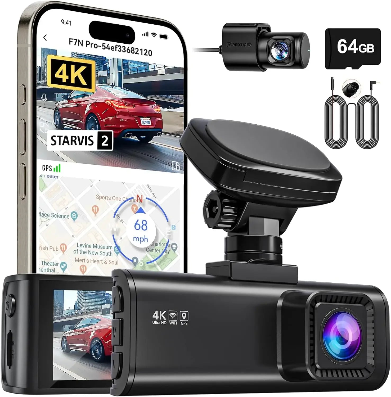 REDTIGER F7N PRO Dash Camera 4K Video Recorder  Built In WiFi GPS FOV 170 Dash Cam With STARVIS 2 SENSOR Night Vision