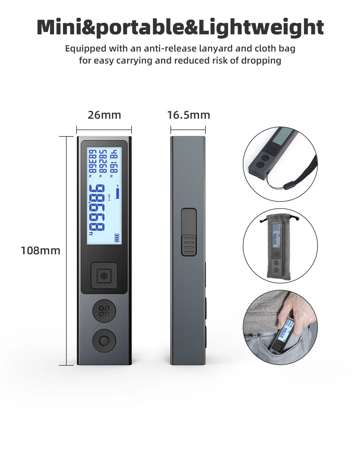 MILESEEY M120 Laser Tape measure,30M 40M Metal Texture Bluetooth Laser Distance Meter,suit for Designers, DIY enthusiasts