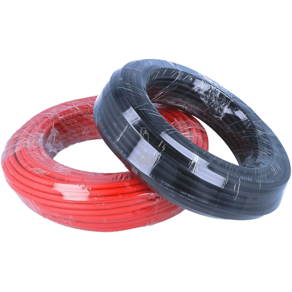 PowMr 6mm² 30m 100m Solar PV Cable Black Red 10AWG Solar PV Wire IP68 Extension Solar System Photovoltaic System TUV Copper Wire