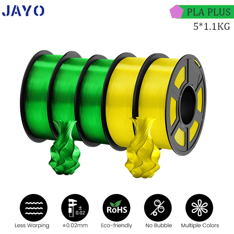 JAYO pla plus Filament 5KG 3D printer filament PLA+ 1.75MM 5Rolls multiple colors optional Neatly Wound for 3D Printer