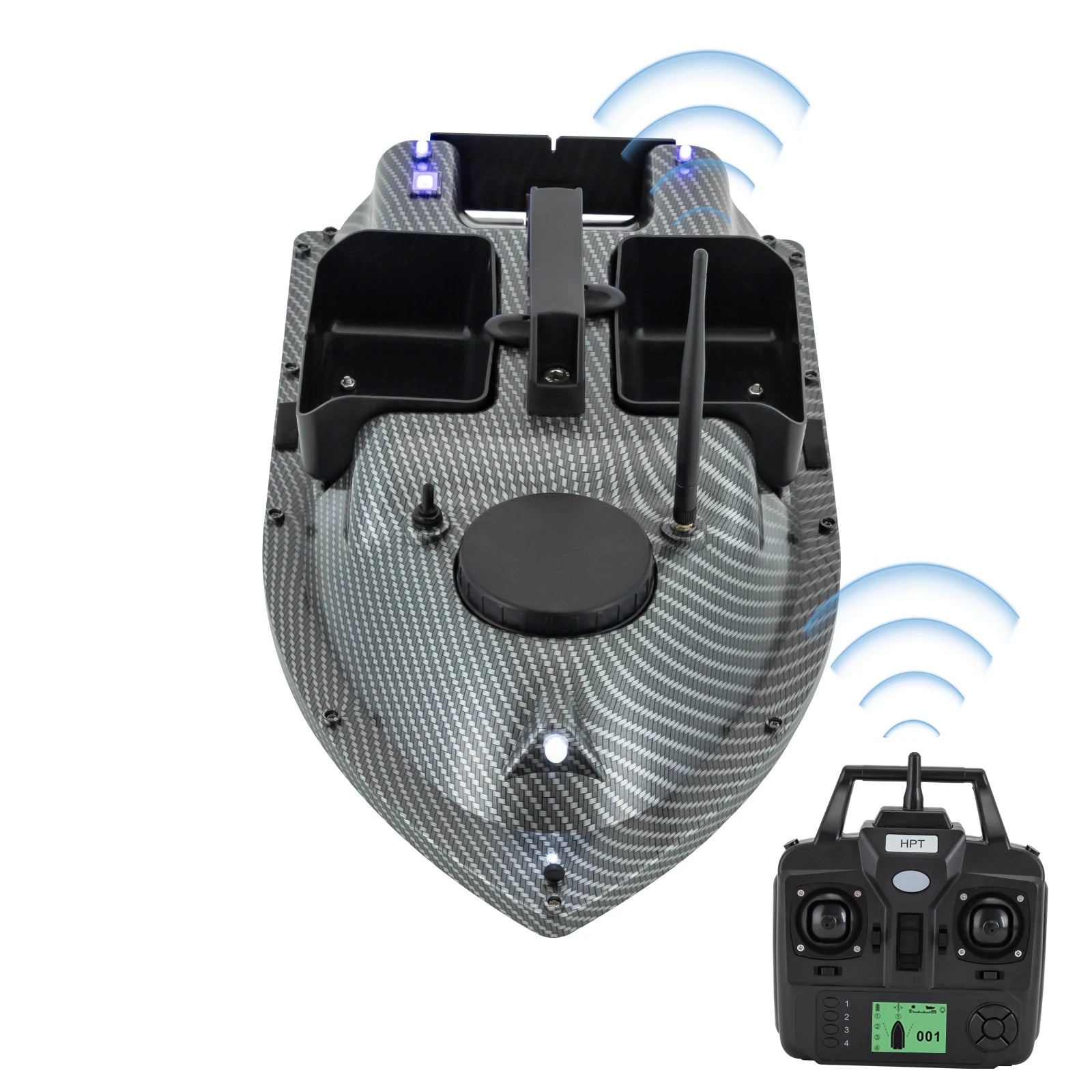 52W Fishing Bait Boat LCD Screen Wind and Wave Resistance RC Fishing Boat LED Bait Boat for Fishing Hook Delivery, Net Pulling