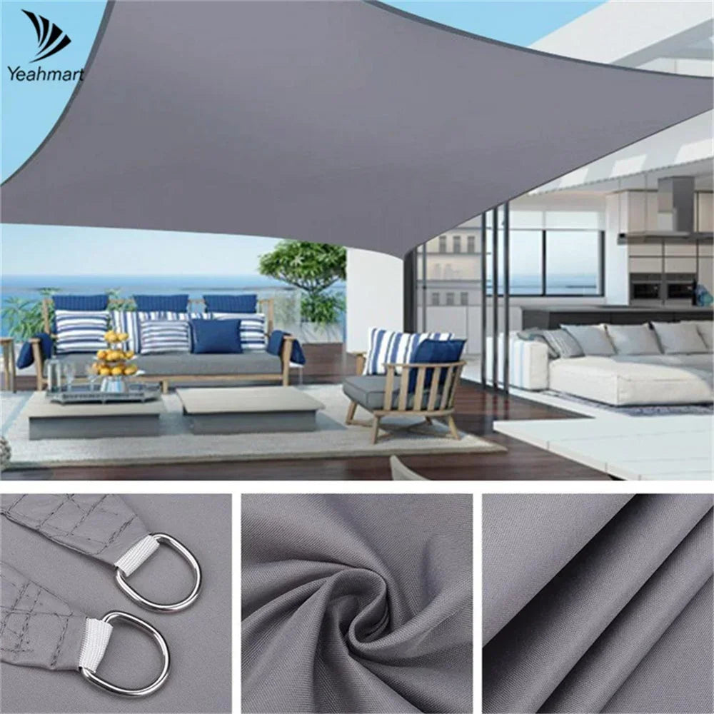 Waterproof Oxford Gray Square Rectangle Shade Sail Garden Terrace Canopy Swimming Sun Shade Outdoor Camping Yard Sail Shelter