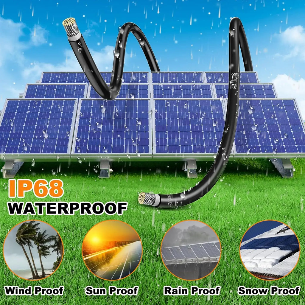 PowMr 6mm² 30m 100m Solar PV Cable Black Red 10AWG Solar PV Wire IP68 Extension Solar System Photovoltaic System TUV Copper Wire