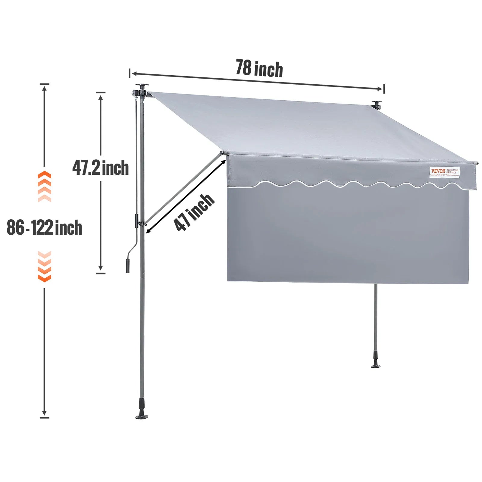 SucceBuy Manual Retractable Awning Outdoor  Retractable Sun Shade Water-Resistant Polyester Patio Door Window for Backyard