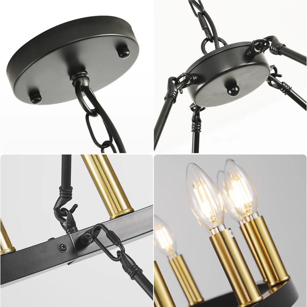 60'' Extra Large Wagon Wheel Chandelier 2 Tier 54-Light Farmhouse Pendant Light Fixture Round  Hanging Lighting for High Ceiling
