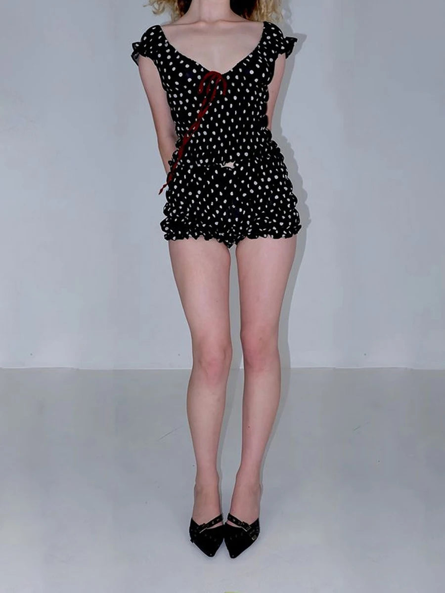 Women s 2-Piece Floral Print Loungewear Set with Off-Shoulder Ruffled Top and High-Waisted Smocked Shorts for Cozy Nights and
