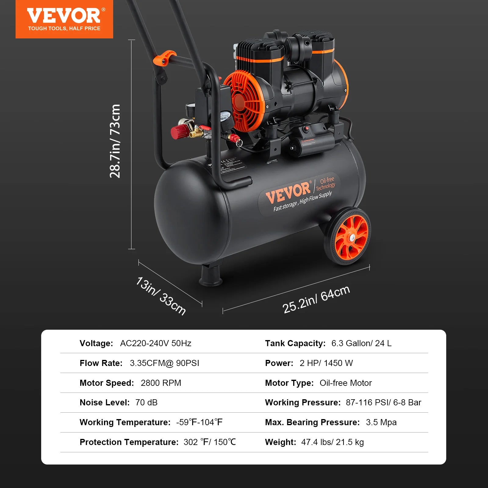SucceBuy Silent Air Compressor 9L 18L 24L 35L Quiet Oil-free Portable Air Pump for Home Repair Tire Inflation Whisper Compressor