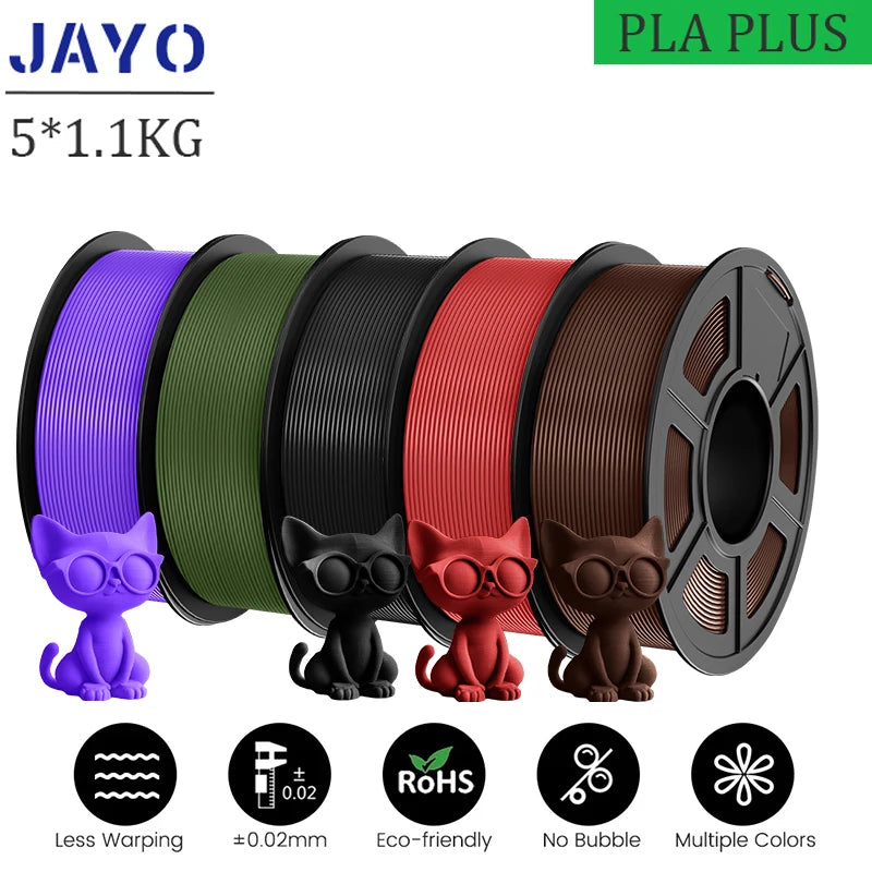 JAYO pla plus Filament 5KG 3D printer filament PLA+ 1.75MM 5Rolls multiple colors optional Neatly Wound for 3D Printer