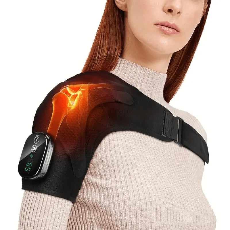 Multifunctional HeatingMassageShoulder and Knee Brace-USB Charging,Touch Screen Temp Control,5000mAh Battery, Ideal Holiday Gift