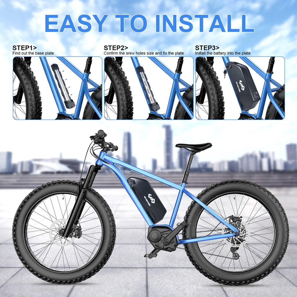 21700 Electric Bike Battery 48V 20Ah 52V 19.2Ah 6pins Downtube  for 500W 750W 1000W 1500W Electric  Fit for  Mileage Extension