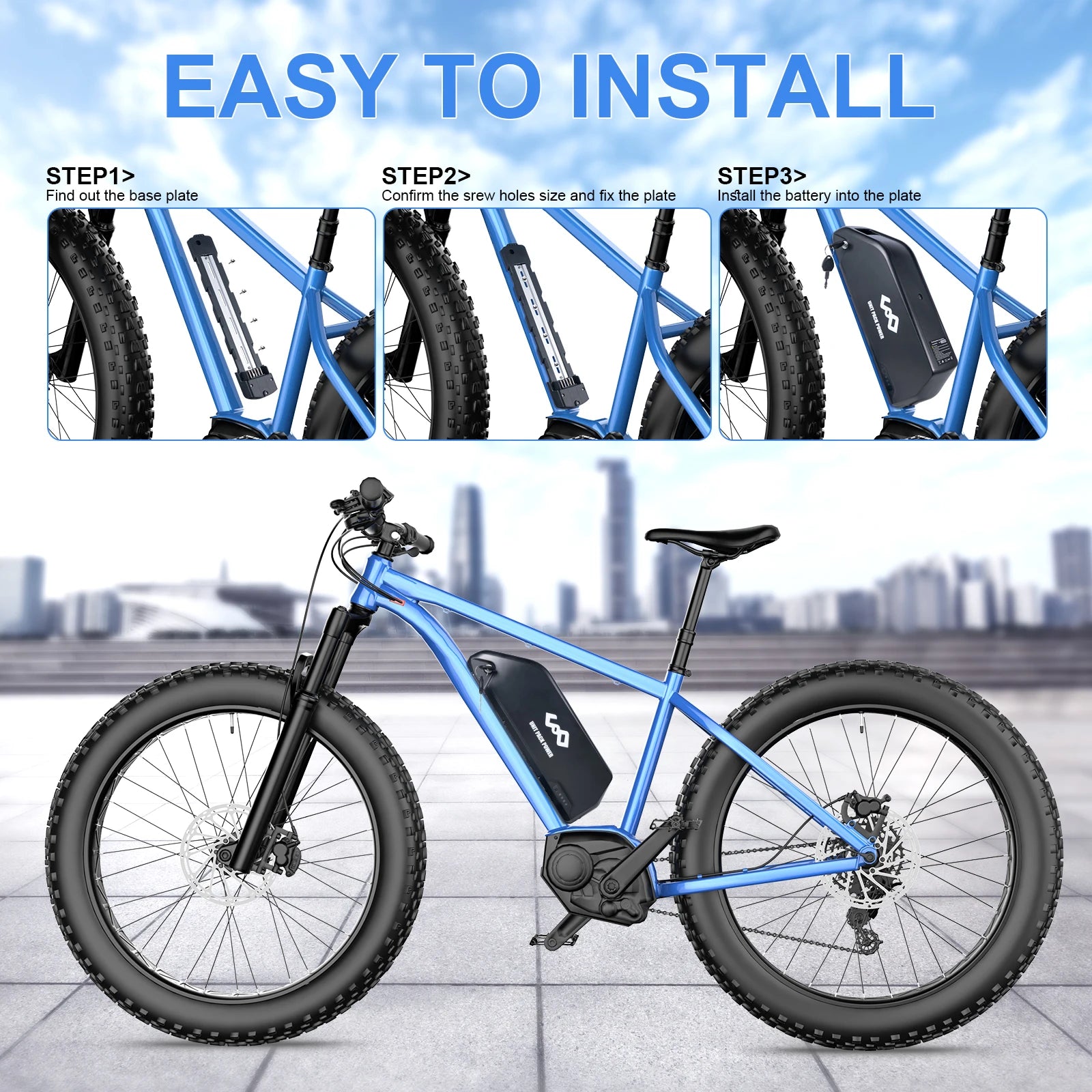 21700 Electric Bike Battery 48V 20Ah 52V 19.2Ah 6pins Downtube  for 500W 750W 1000W 1500W Electric  Fit for  Mileage Extension