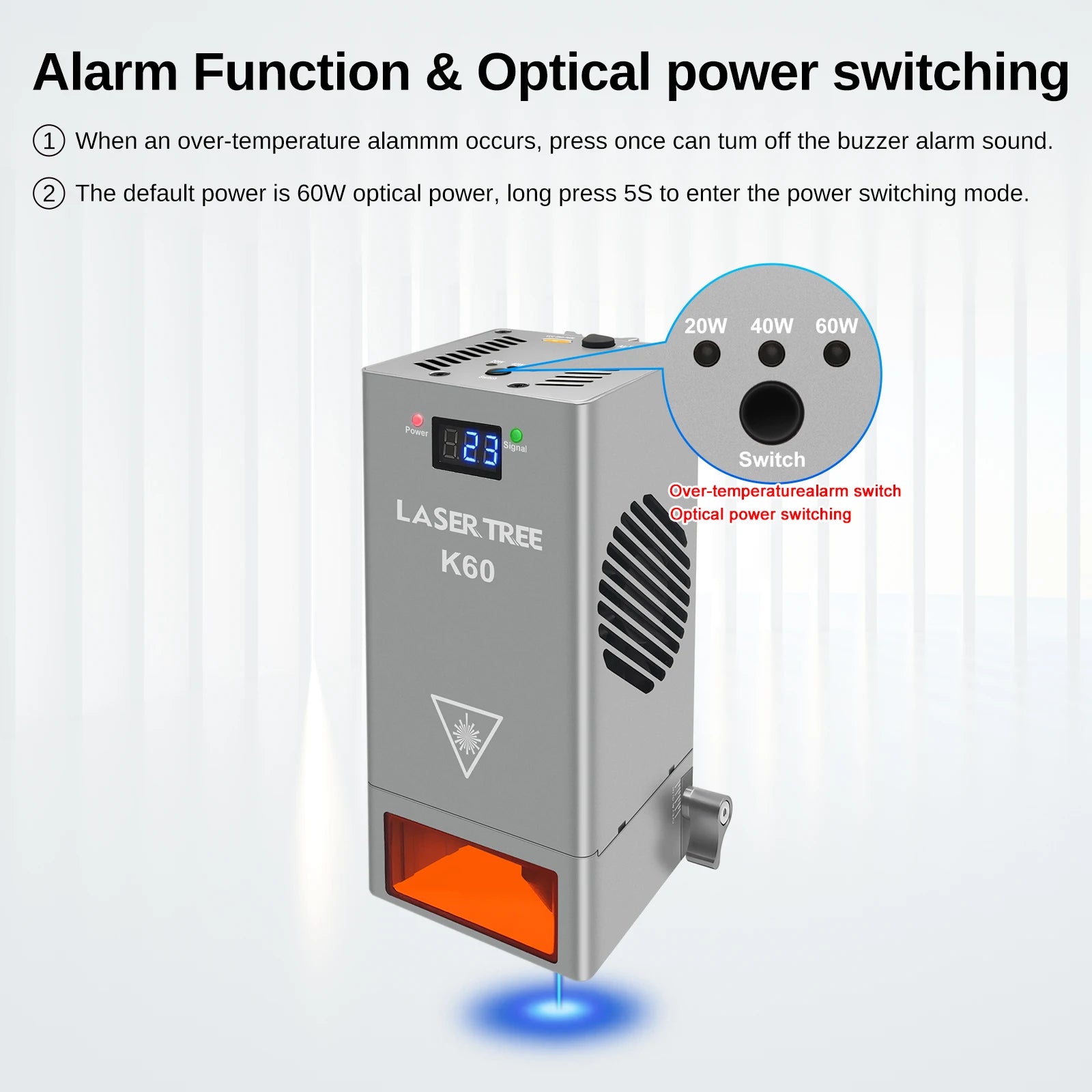 LASER TREE K60 60W Optical Power Laser Module Adjustable 20W/40W Power For CNC Laser Engraver Cutting Woodworking DIY Tools