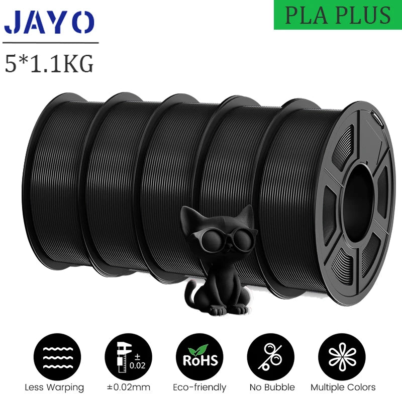 JAYO pla plus Filament 5KG 3D printer filament PLA+ 1.75MM 5Rolls multiple colors optional Neatly Wound for 3D Printer