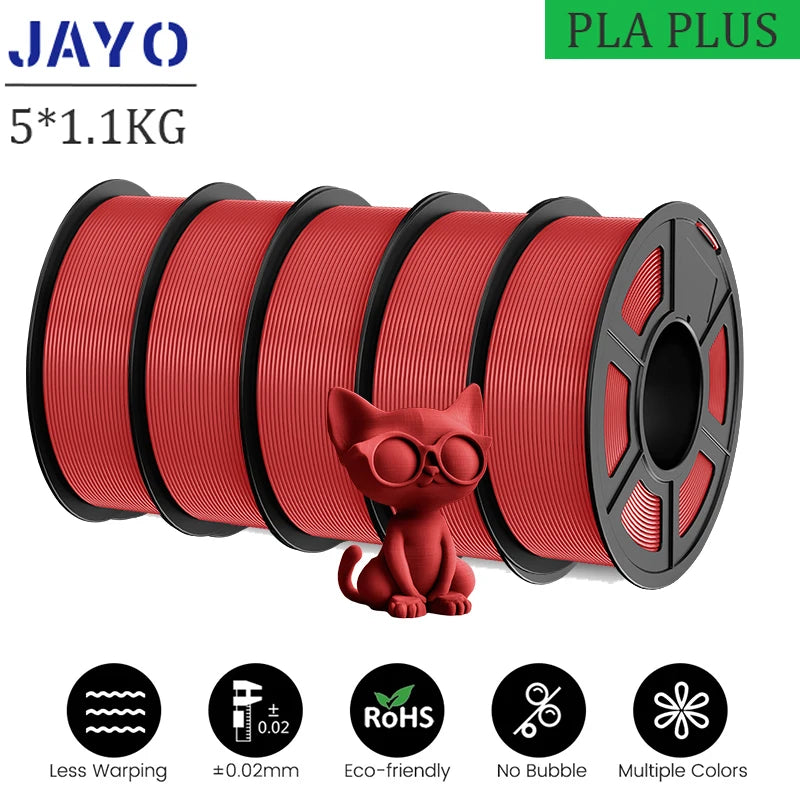 JAYO pla plus Filament 5KG 3D printer filament PLA+ 1.75MM 5Rolls multiple colors optional Neatly Wound for 3D Printer