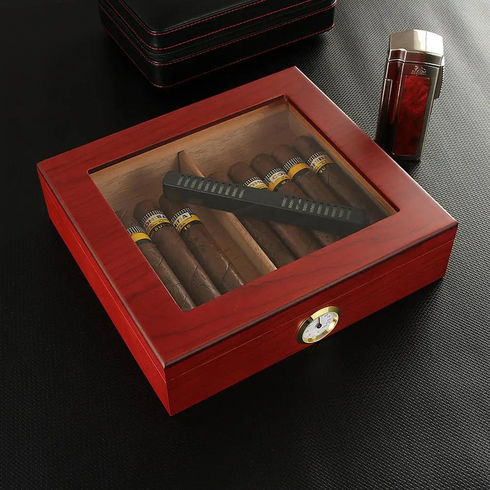 Spain Cedar Wood Cigar Humidor Box Portable Travel Cigar Case W/ Humidifier Hygrometer Cigar Humidor Sigaren Box For Cigars