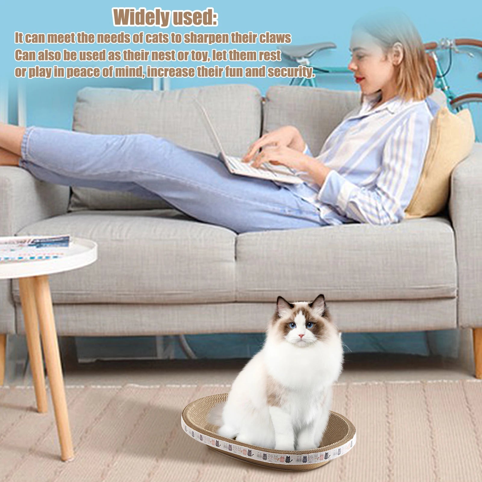 High-Density Cat Scratcher Board 19x13in, Corrugated Cardboard Cats Scratch Post for Cats