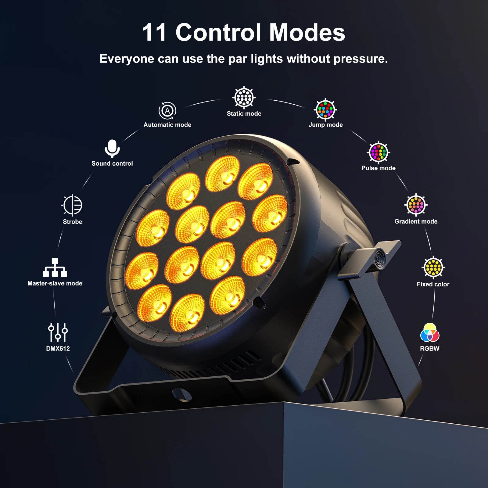U'King 2PCS 180W RGBW Par Light DMX512 Stage Light 4/8CH 14x15W RGBW LED Par Light Colorful Effect Lighting for DJ Disco Party