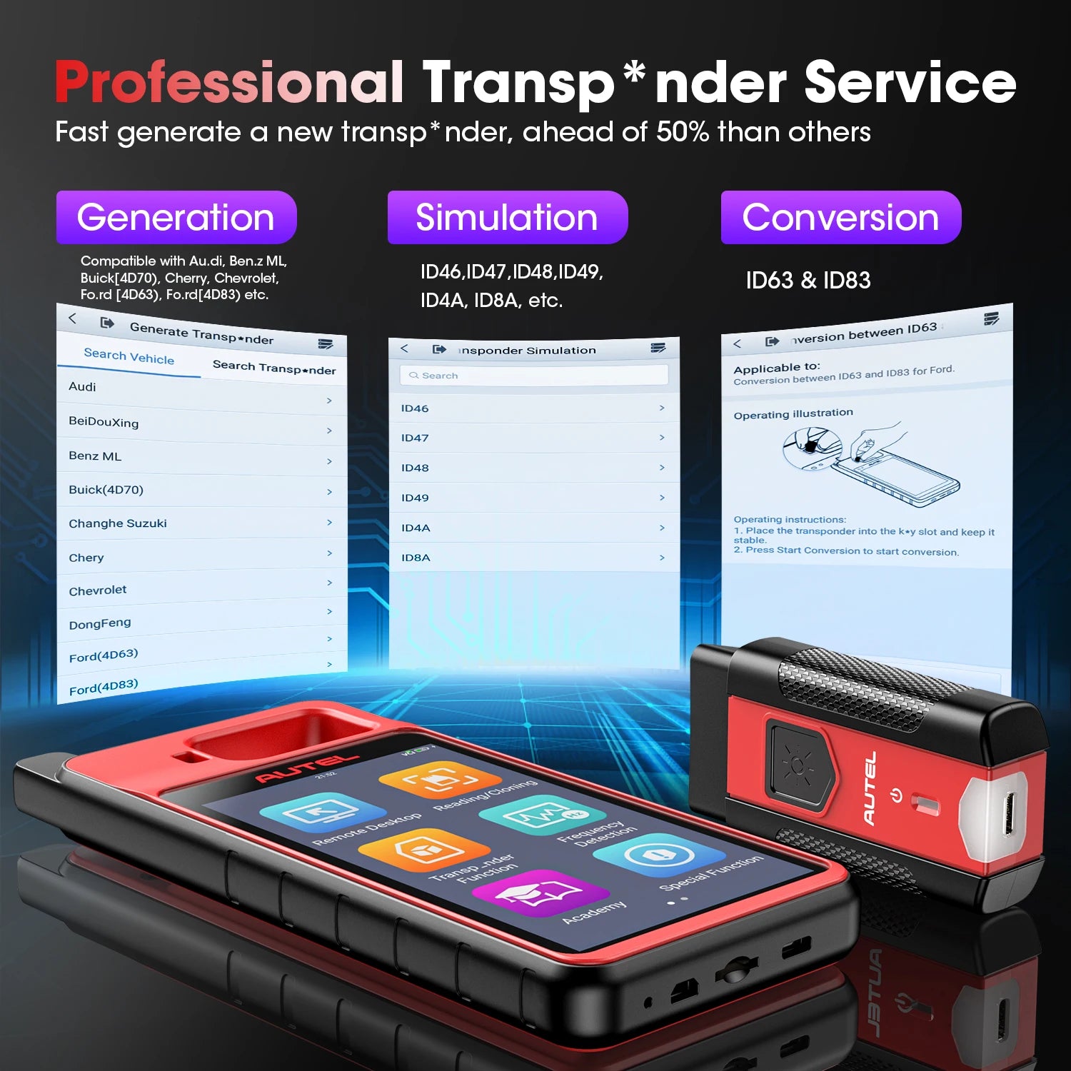 Autel MaxiIM KM100 KM100X Key Fob Programming Immobilizer Tool,60s Key Generation,OBD IMMO Key Learning,Chip Read/ Edit/ Clone