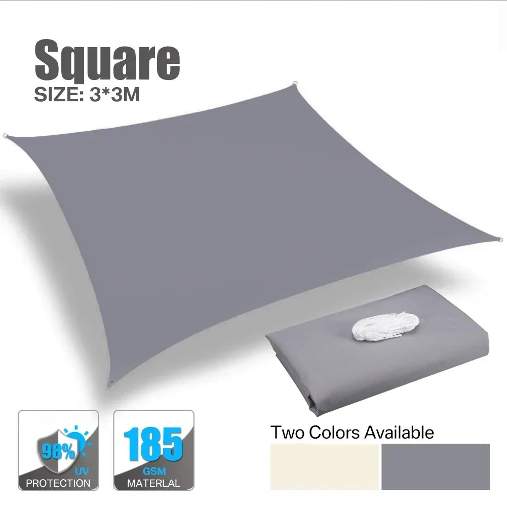 Waterproof Oxford Gray Square Rectangle Shade Sail Garden Terrace Canopy Swimming Sun Shade Outdoor Camping Yard Sail Shelter