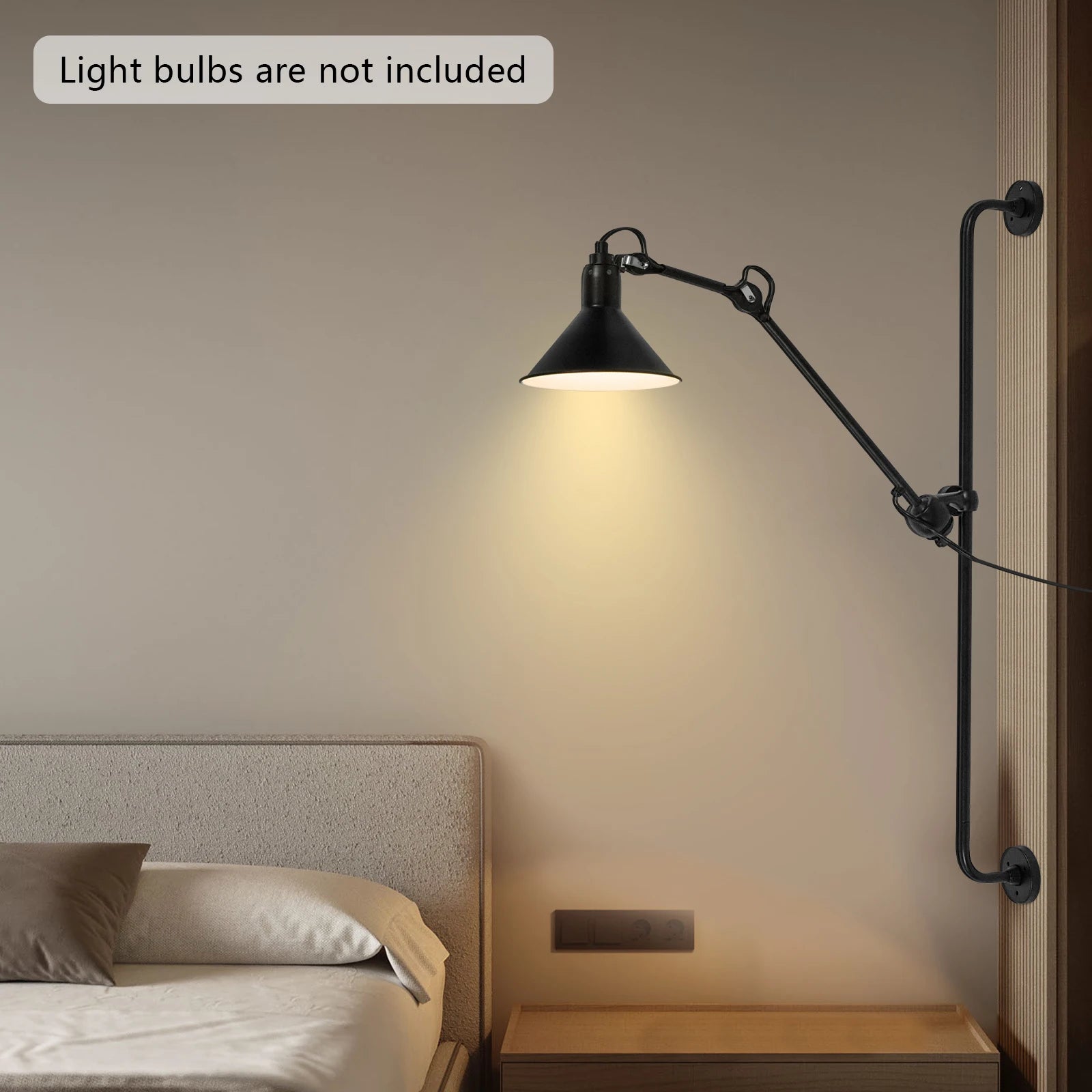 Adjustable Wall Light, E26/E27 Socket, 60W Max, 180° Brackets, 360° Rotatable Lampshade, Iron Construction for Home Decor