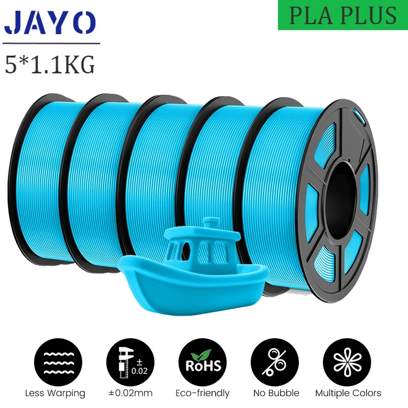 JAYO pla plus Filament 5KG 3D printer filament PLA+ 1.75MM 5Rolls multiple colors optional Neatly Wound for 3D Printer