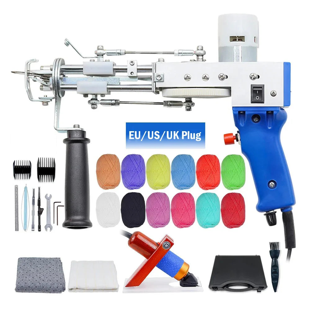 2 in 1 Tufting Gun Set Electric Touffing Pistol,7 – 21mm Tufting Pisto, with Wool Yarn and Tufting Canvas,Trimmer for Beginners
