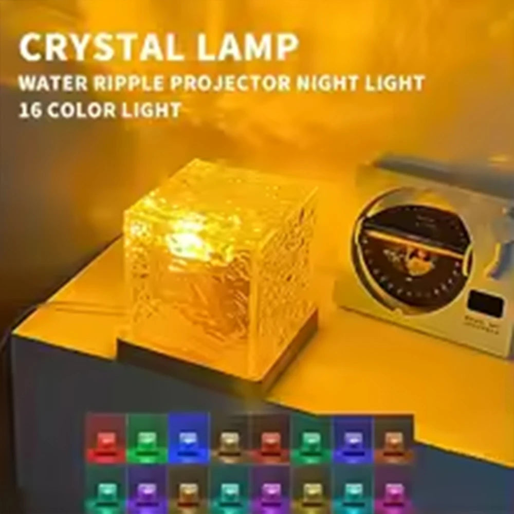 Lámpara de mesa recargable HOMEFISH RGB de 16 colores con control remoto, proyector de olas oceánicas y aurora boreal para la decoración del dormitorio.