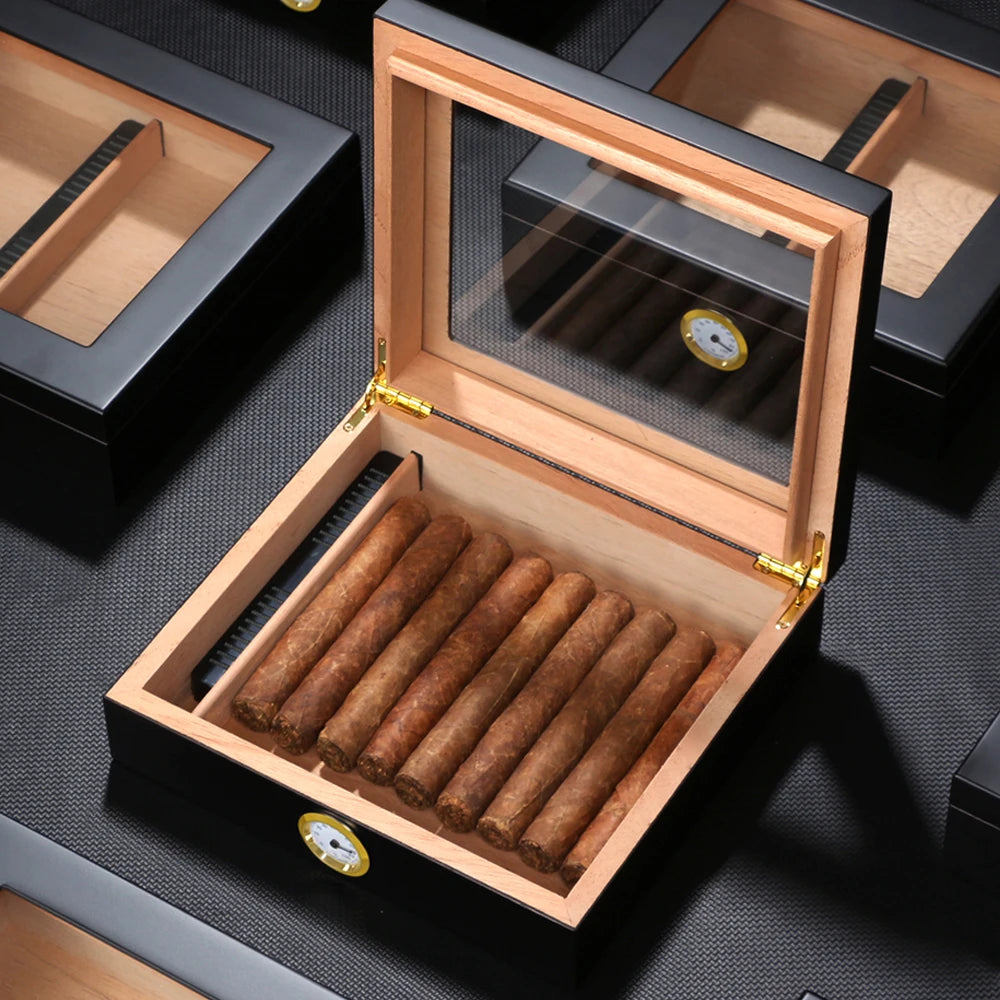Spain Cedar Wood Cigar Humidor Box Portable Travel Cigar Case W/ Humidifier Hygrometer Cigar Humidor Sigaren Box For Cigars