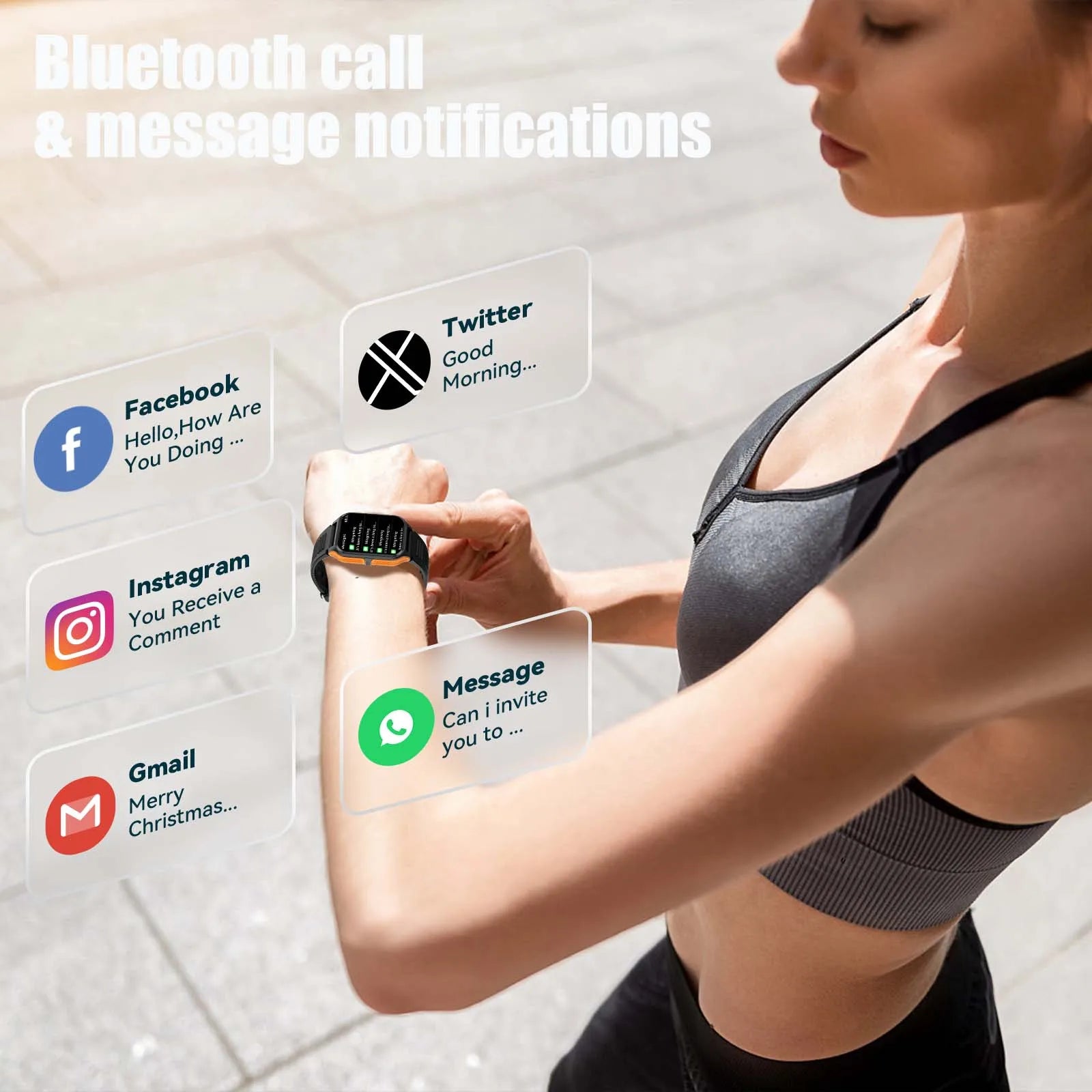 EIGIIS NewSmart Watch 3ATM Waterproof 100+ Sports Modes Heart Rate Blood Pressure Oxygen Saturation Monitoring HD Audio CallsP73