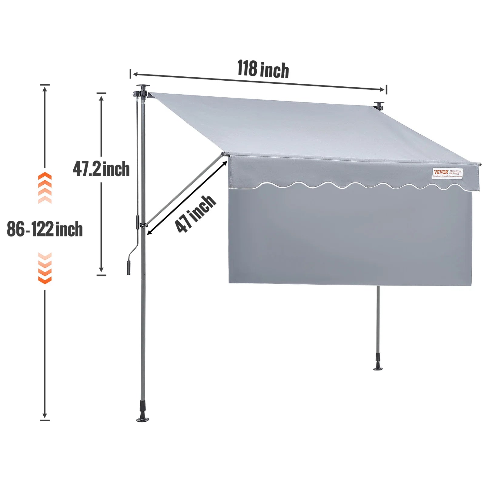 SucceBuy Manual Retractable Awning Outdoor  Retractable Sun Shade Water-Resistant Polyester Patio Door Window for Backyard