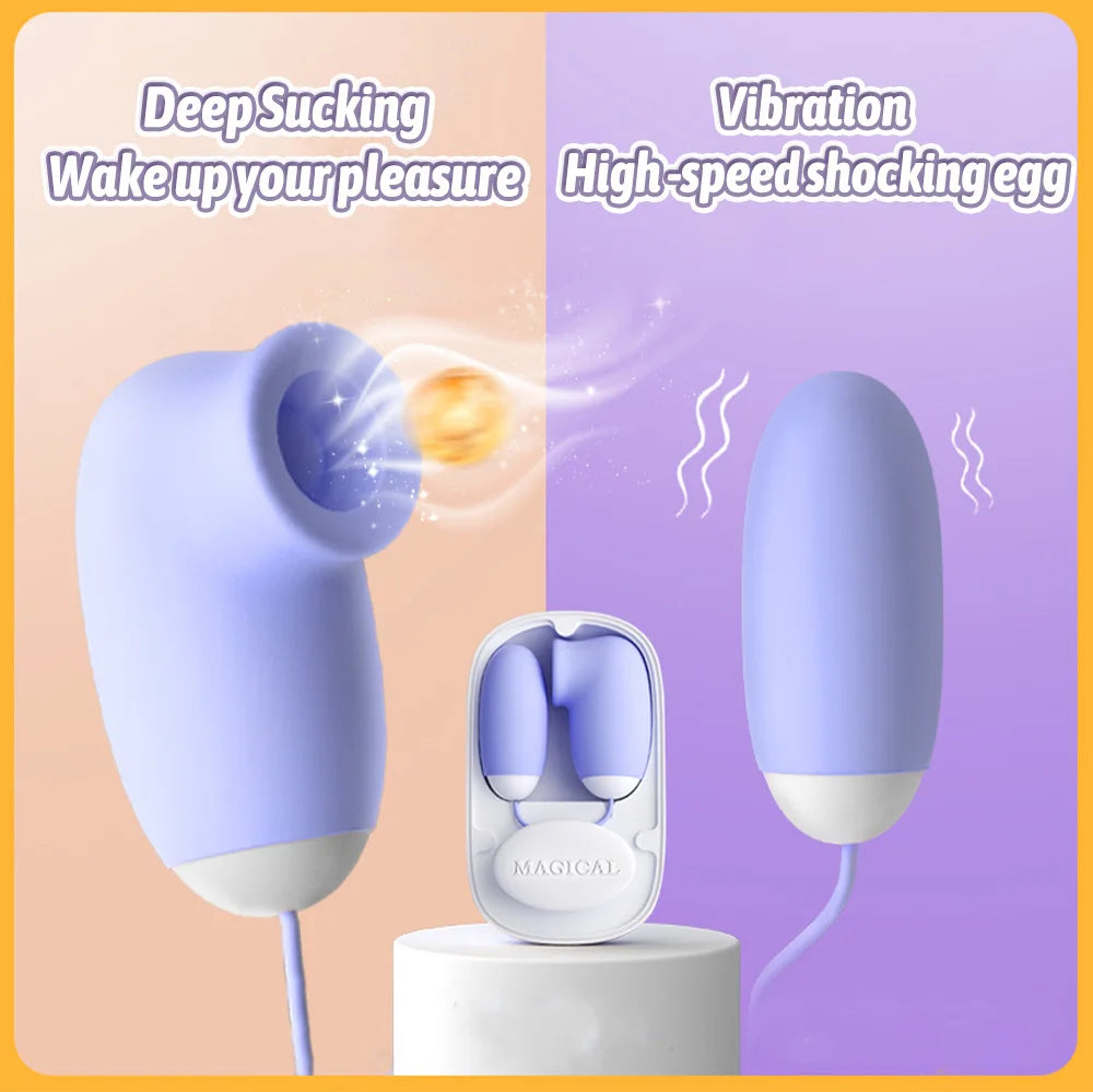 Sex Toy for Women Vibrating Egg Clitoris Sucker 2 In 1 Vagina Massager G Spot Stimulation Female Adult Goods