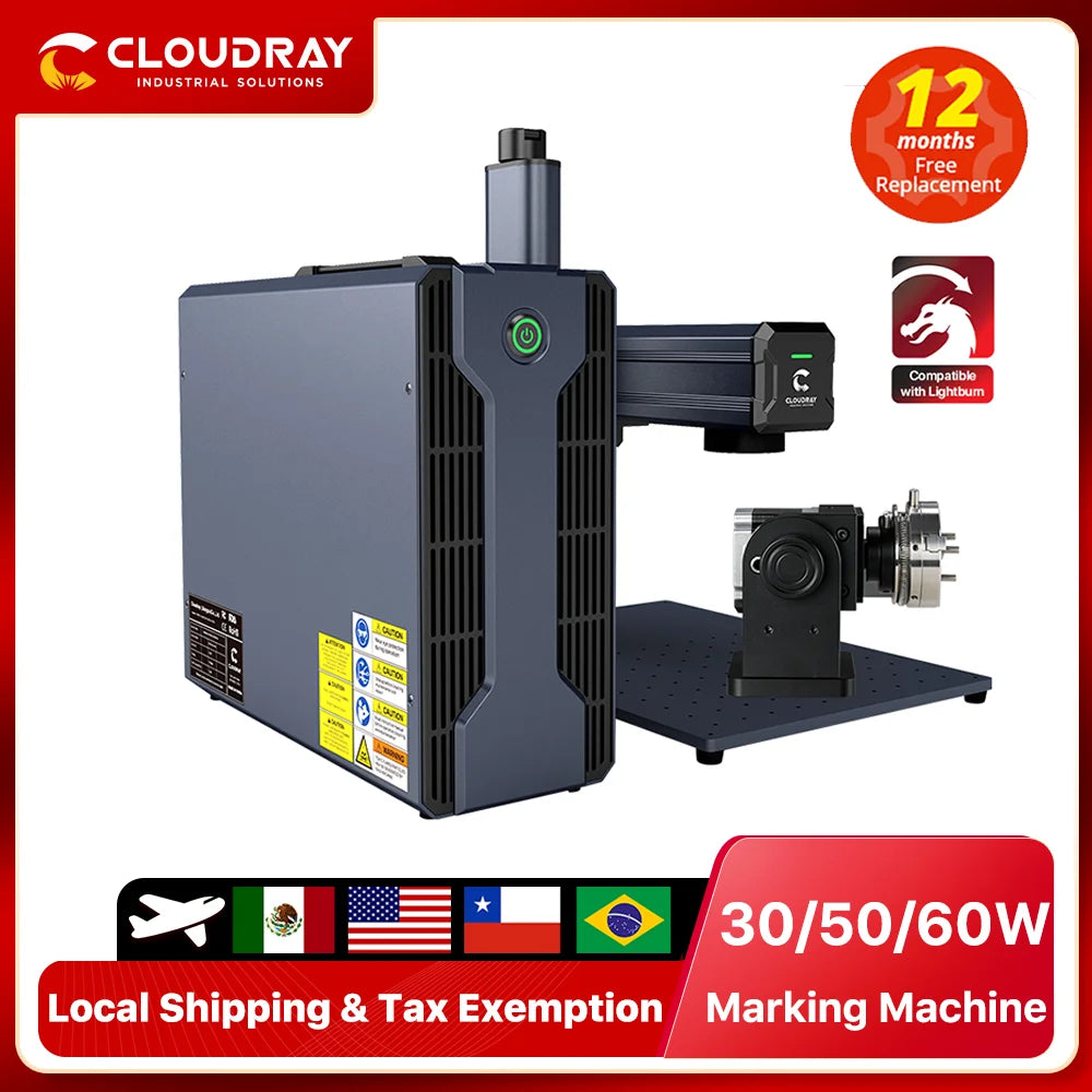Cloudray 30/50/60W Fiber Laser Marking Machine 110*110mm For Cutting Jewelry Gold Silver Stainless Steel Copper Aluminum Sheet
