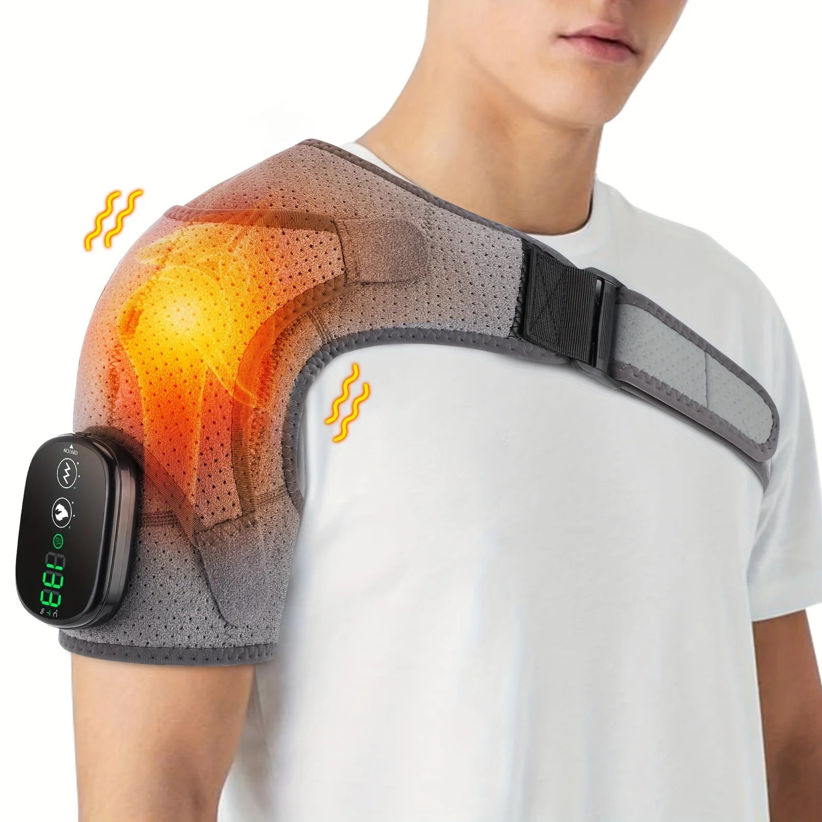 Multifunctional HeatingMassageShoulder and Knee Brace-USB Charging,Touch Screen Temp Control,5000mAh Battery, Ideal Holiday Gift