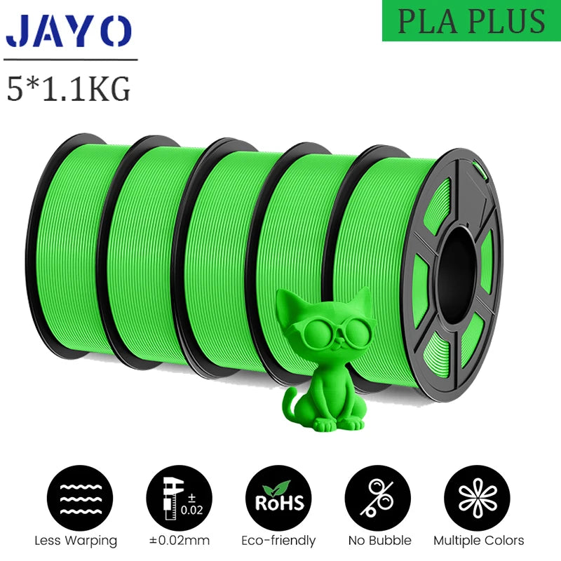 JAYO pla plus Filament 5KG 3D printer filament PLA+ 1.75MM 5Rolls multiple colors optional Neatly Wound for 3D Printer