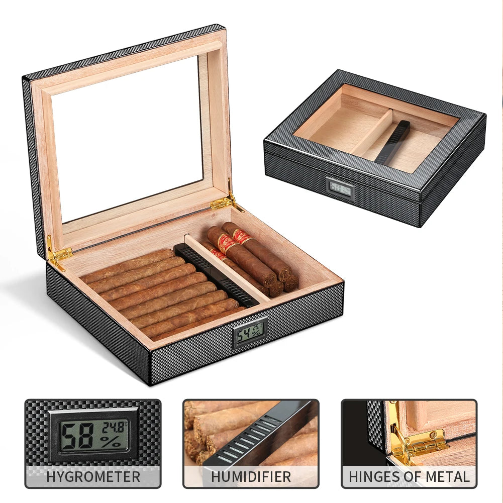 Spain Cedar Wood Cigar Humidor Box Portable Travel Cigar Case W/ Humidifier Hygrometer Cigar Humidor Sigaren Box For Cigars