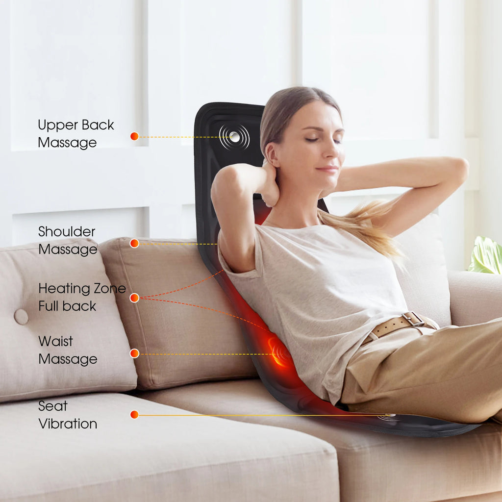 Electric Heating Vibrating Massage Pad Muscle Relax Cussion Seat Lumbar Back Shoulder Massager Mattress for Car Office Home