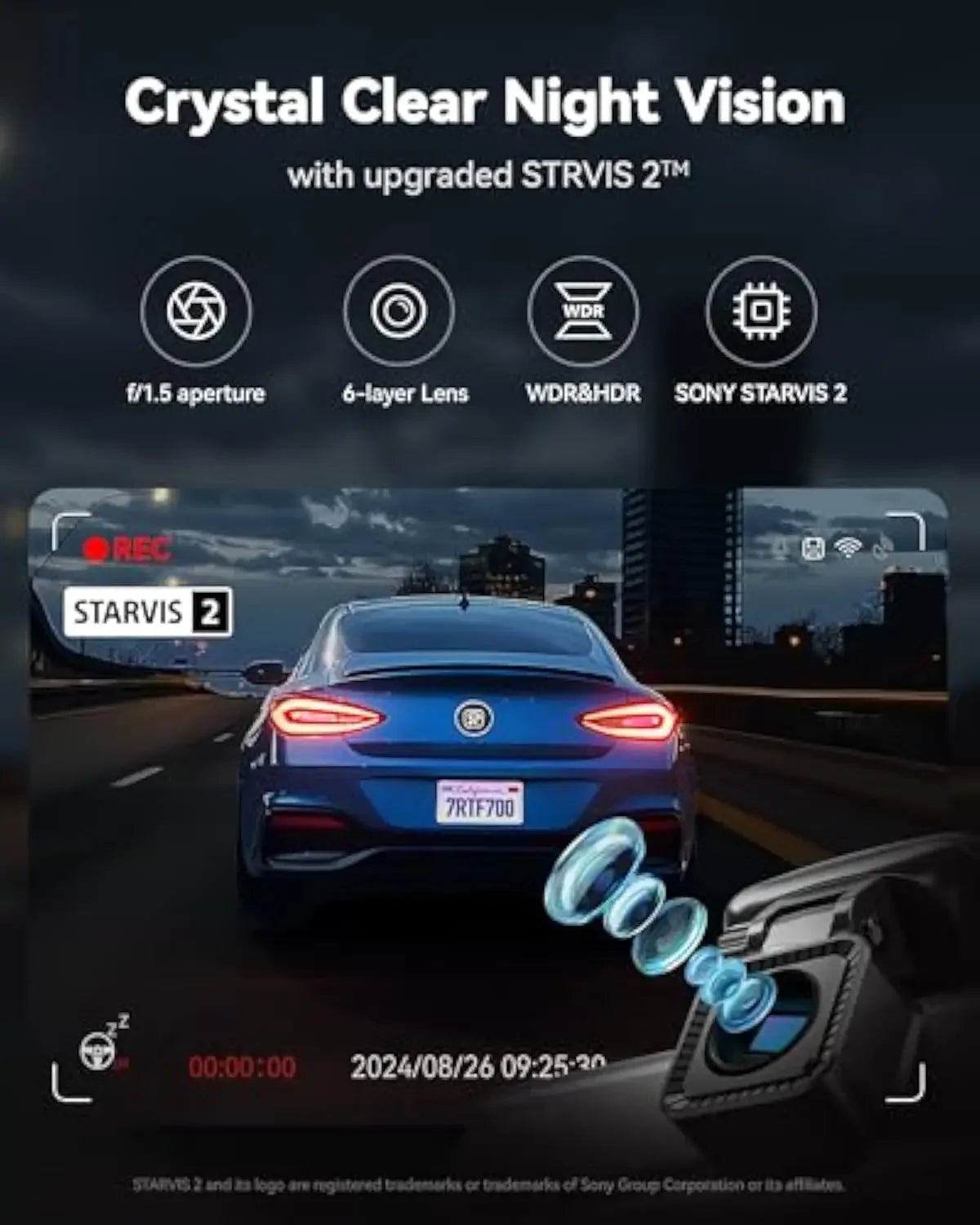 REDTIGER F7N PRO Dash Camera 4K Video Recorder  Built In WiFi GPS FOV 170 Dash Cam With STARVIS 2 SENSOR Night Vision